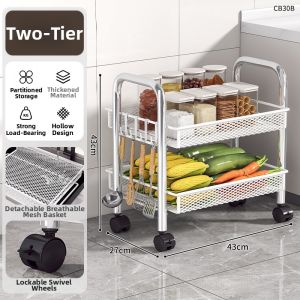 Multifunctional Kitchen Storage Cart with Wheels