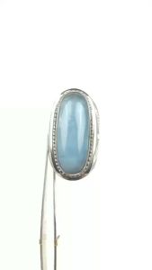 Natural Cincin Batu Sky Blue Aquamarine Berly Ring Monel