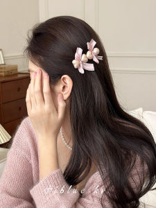 Pink Butterfly Knot Hair Clips Womens Forehead Decor Edge Clips Straight Hair Hairpins New Style 2025 Side Pearl Heart
