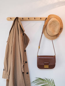 Juhan Solid Wood Hook Hanger Wall-Mounted Row Hook Wall Coat Hook Doorway Hallway Wooden Clothes Hook Punch-Free