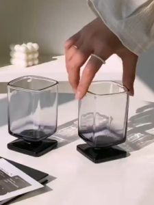 Vintage Square Cup Juice Glass Cups Iced American Coffee Cup Creative Brown Glasses Cups Home Kitchen Tool