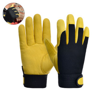 [Temporarily delisted] Huankai Wear-Resistant Work Gloves Leather Workers Work Welding Safety Protection For Garden Sports Motorcycle Driver Gloves