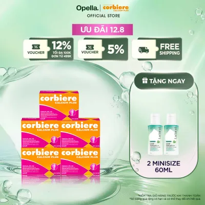 Bộ 5 Thực phẩm bảo vệ sức khỏe Corbiere Calcium Plus Mới - Canxi hữu cơ + D3 + K2