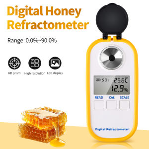juan juan | 0~90% Honey Refractometer Sugar Content Meter Digital Brix Refractometer Fruit Juice Beverage Honey Water Measuring Tool