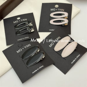 Korean Style Pink Alloy Drip Glaze Color Retention Oval BB Hair Clips Fresh Side Hair Tidying up Clip Fashionable Hair Accessories