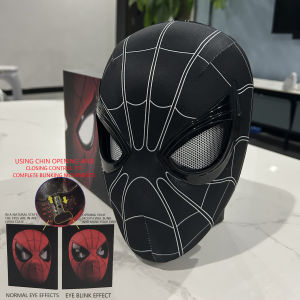 Bandai | Hot Mask Spider Man Mascara Spiderman Headgear Mask Cosplay Moving Eyes 1:1 Remote Control Elastic Toys Adults Halloween Gifts.