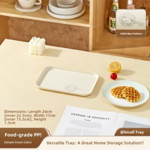 Large Rectangular Plastic Tray Tea Cup Tray Snack Fruit Candy Storage Plate Dining Plate Home Use Water Cup Tea Cup Tray