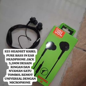 S25 HEADSET KABEL PURE BASS IN EAR HEADPHONE SUPER BAS HEADSFREE HIGH QUALITY MUSIC GAMING MEGA WIRE
