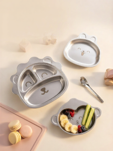 onlycook | Antibacterial 316L Stainless Steel Baby Feeding Plate