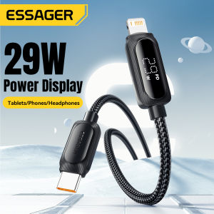 Essager pd29w C-L Cáp màn hình LED kỹ thuật số Loại C để Cáp Lightning sạc nhanh cho iphone14/13/12/11/8 Pro Max XS PD sạc nhanh Loại-C để sét 29W dây cho điện thoại IOS máy tính bảng iPad AirPods iPod màn hình LED kỹ thuật số dây