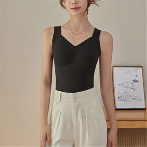 ZISU | Thickened Fleece Warm Vest Womens New 2025 Winter Silk Charmeuse Integrated Seamless Underwear With Chest Pad V-neck Design