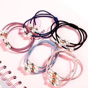 ยางรัดผมหางม้า ผู้หญิง ยางรัดผม เชือกรัดผม มุกสด ยางรัดผม มูลความยางรัด หลายผม ยางรัดผม แพ็ค5ชิ้น