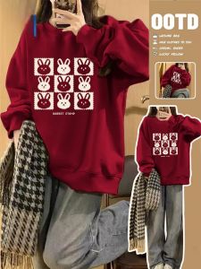 เสื้อฮู้ดผ้าขนแกะแฟชั่นสำหรับผู้หญิง เสื้อคลุมกันหนาวแบบสวมหัว ทรงหลวม ปกติ แขนยาว คอกลม สไตล์สตรีท ฤดูใบไม้ร่วง 2024 Jeanswest