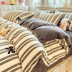 YALU | Winter Thickened Milk Velvet and Coral Fleece Bed Linen 4-Piece Set