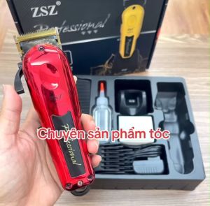 ZSZ Tông đơ cắt tóc ZSZ F88 lưỡi kép titannium không gỉ - cốc sạc 2600mAh - màu đỏ và vàng - thiết kế nhỏ gọn và vận hành êm ái