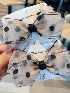 Princess Style Polka Dot Silk Hair Ties and Hair Clips Butterfly Knot Elastic Bands Children's Hair Accessories Sweet Girl