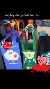 Túi đựng bình nước ly giữ nhiệt chống nước vải canvas vải bố Đựng Cốc Cà Phê Starbucks Bình Giữ Nhiệt Tái Sử Dụng Được Nhỏ Gọn Có Thể Giặt Rửa