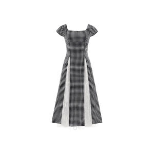XXNING | Retro Lace Mesh Plaid Sweet Fitted Dress