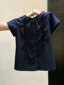 Loowmane | Single Button Design Tie Shirt Blouse