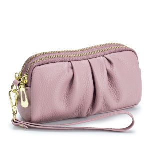 fashiontaker | Phone Capacity Leather Clutch Wallet Double Zipper Large Capacity