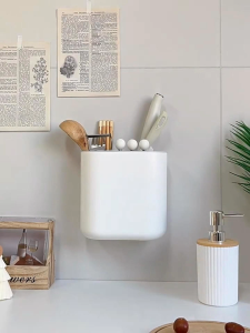 ที่เก็บมีดติดผนัง กล่องเสียบมีด ที่เก็บมีด พร้อมช่องแบ่ง แบบติดผนัง ไม่ต้องเจาะ อุปกรณ์จัดเก็บในครัว