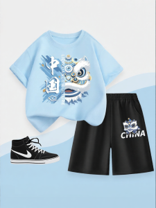 JS | Childrens Summer Thin Pure Cotton Sport Short Sleeve Shorts Set