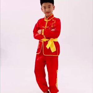 ＜915＞ Childrens Martial Arts Performance Costume Boys and Girls Childrens Performance Clothes Primary and Secondary School Students Chinese Style Tai Chi Martial Arts Exercise Clothing