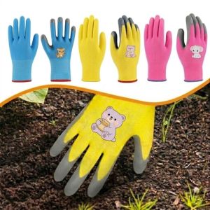 Kids Gardening Yard Work Gloves Children Grippy Rubber Coated Garden Safety Gloves for Toddlers Youth Girls Boys Outdoor Playing