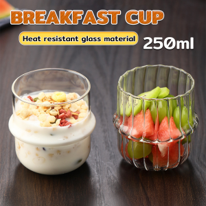Seeko 250ml Oat Cup Breakfast Glass Cup Transparent Milk Cup Fruit Salad Bowls