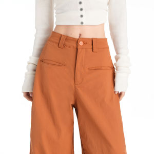 QIAOMIDUO | Casual Pants Lazy Style Loose Feel High-Waist Wide Leg Orange Spring