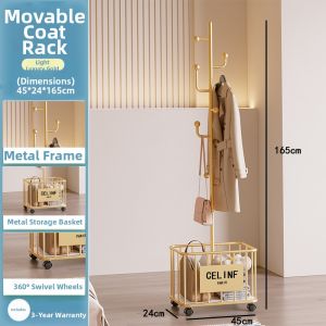 Standing Portable Small Size Clothes Hanger with Laundry Basket