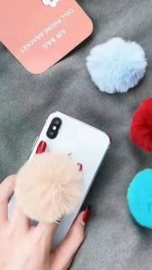 Gratis Ongkir - Pop Socket Pompom 3D & Holder HP Bulu Lembut Lucu