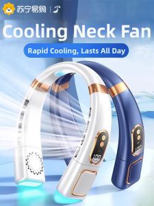 Portable Neck Fan Ice Porcelain Body Cooling USB Rechargeable Mini Personal Air Conditioner Leafless Outdoor L2025