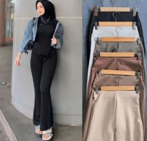 Celana Cutbray Highwaist Scuba Premium Wanita Jumbo