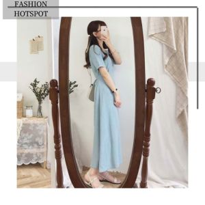 ส่งเร็วส่งไว - เสื้อผ้าแฟชั่นรุ่นใหม่ ชุดเดรสแฟชั่น ชุดเดรสยาวสไตล์วินเทจ ผ้าดีเกรด A ดีไซน์เรียบๆ เพิ่มกิมมิคแต่งลูก