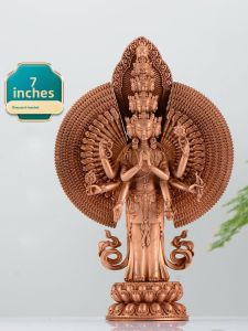 Household Thousand-Handed Guanyin Statue Double-Lotus Base 7 Inches