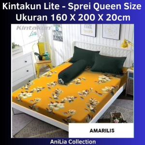 Kintakun Lite Sprei Queen Size Ukuran  160x200x20cm Motif Bunga Aesthetic Bahan Microtex Lembut Harga Ekonomis Kualitas Terbaik