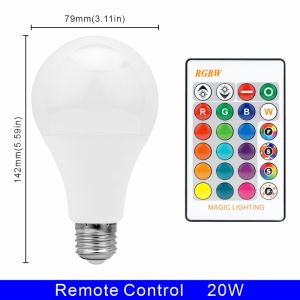 16 Color E27 RGB LED Light Bulb with Remote Control For Room Graden Party Smart Bulb Lamp Dimmer Red Green Blue White Light Bulb