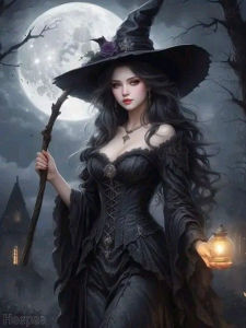 KAYOU | Magic Witch and Black Cat Diamond Painting Kit for Home Decor 5D DIY Full Drill Canvas Mystical Halloween Art Gift