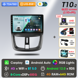 Develuck 9" Android 12 Car Radio For Peugeot 207CC 207 2006 - 2015 CC Car Radio Multimedia Video Player Audio Head Unit Navi GPS