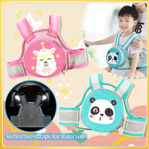 Universal Motorcycle Safety Belt Anti-drop Protector for Kids with Storage Bag Cute Adjustable Rear Seat Grab Handle Strap Harness with Reflective Strip