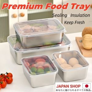 S/L 304 Stainless Steel Japan Style Tray Food Storage Box with Lid Household Fresh-keeping Box Tray tray for food