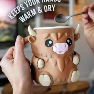 Ferdinand the Highland Cow Ice Pint Holder Cute Cartoon Animal Water Mug Creative Cow Pattern Coffee Milk Tea Cup Drinkware Gift