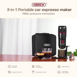 Máy Pha Cà Phê Di Động HiBREW H4 Dành Cho Ô Tô & Gia Đình Máy Pha Cà Phê Espresso DC12V Tương Thích Với Viên Nang Nexpresso Dolce Pod