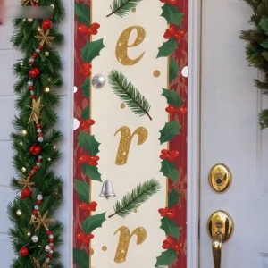 Christmas Banner Set Festive Xmas Hanging Banner Cheerful Printed Holiday Decor Home & Party Wall Decoration Essentials