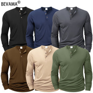 Mens Long Sleeve Henley Neck T-shirt Slim Fit Bottoming Tshirt Casual Button Shirt Comfortable Fitness Tee Cozy Top