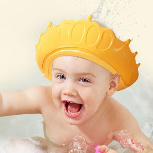 Yana Kamote Adjustable Kids Shower Shampoo Cap Crown Shape Wash Hair Shield Hat for Baby Ear Protection Safe