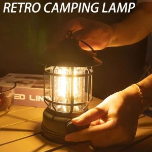 Rechargeable Camping Lantern Stepless Dimming COB Portable Waterproof for Hiking Fishing Emergency Home Power Outages Indoor Out
