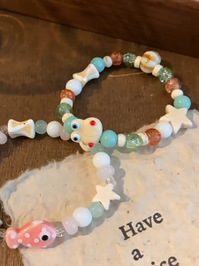 Nicedays🍒Gelang Manik-manik Katak Ikan Kecil Segar dan Lucu Gelang Siswa Elastis Manis Gelang Serbaguna