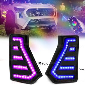 Đèn LED Chạy Ban Ngày RGB 64 Màu Cho Toyota Tacoma 2024-2025 Với Điều Khiển Bằng Ứng Dụng 12V Màu Đen Tích Hợp Xi Nhan Phụ Kiện Ô Tô
